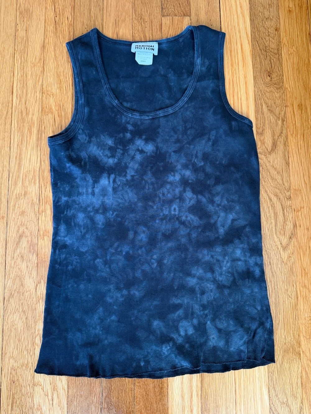 Women's Black Tie-Dye Ribbed Scoop Tank Size S